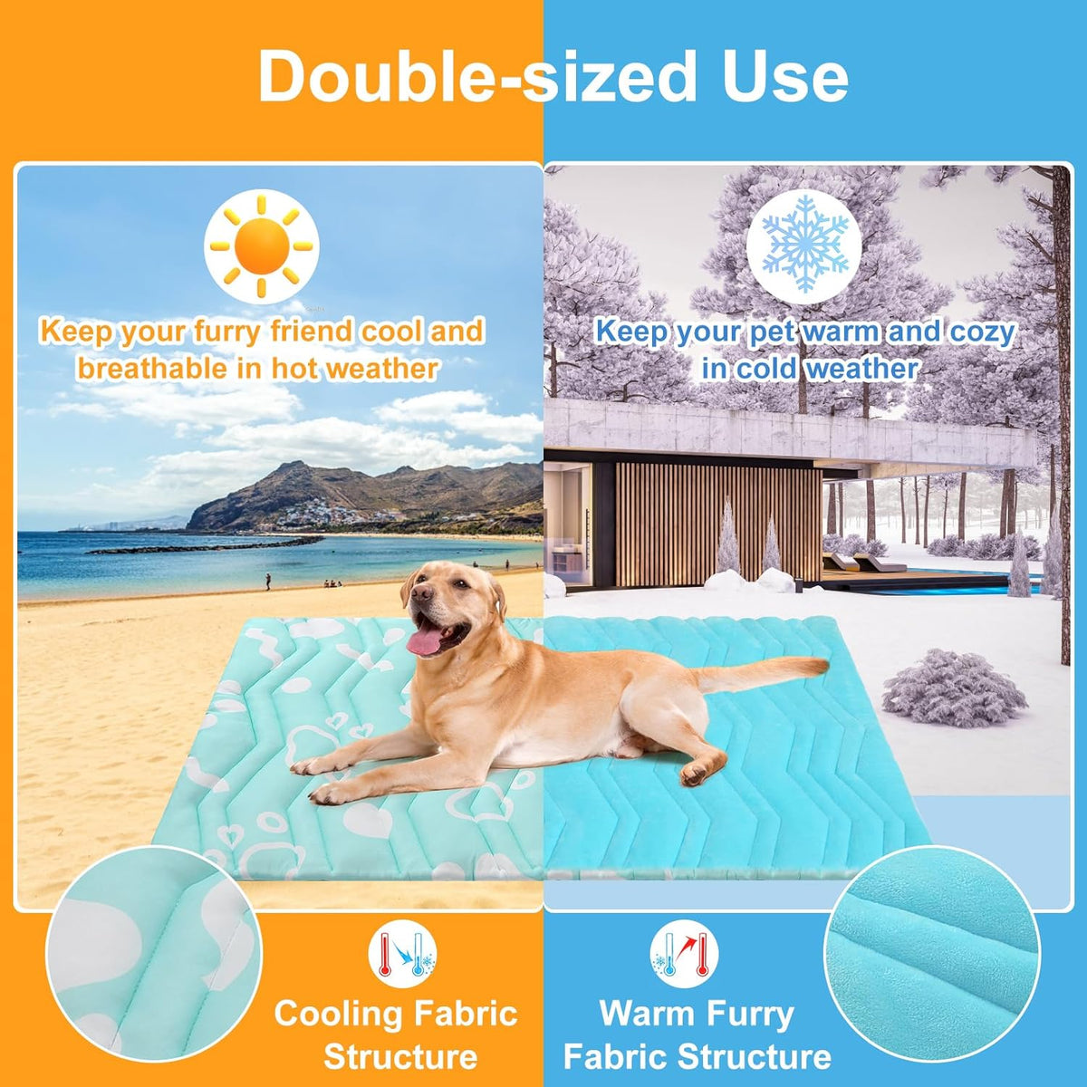 BEAUTYZOO Upgrade Dog Cooling Mat Extra Large, Reversible Self-Cooling Mat for Dogs, Thicken Pet