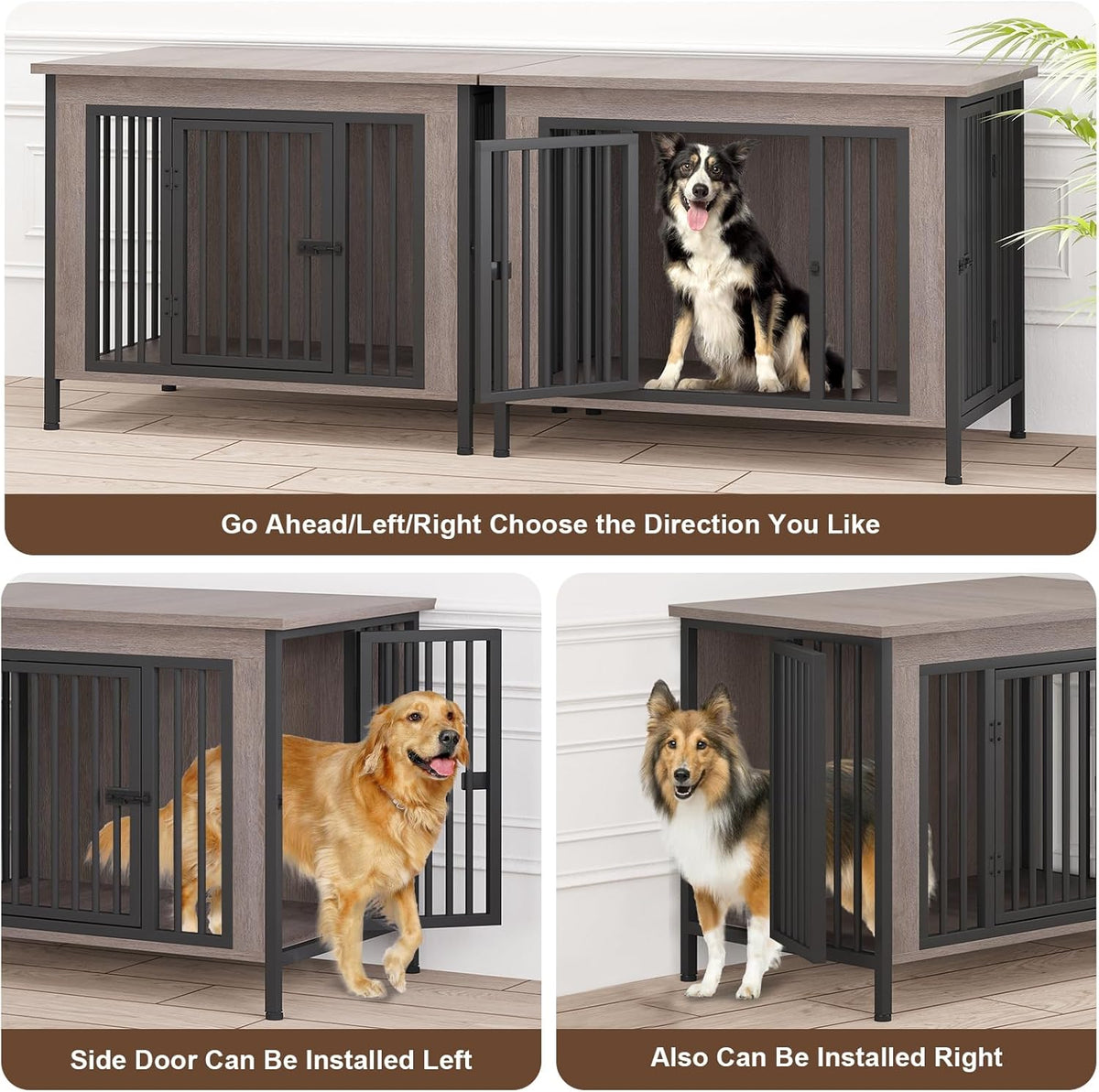 EasyCom 39.96" XL Wooden Large Dog Crate Furniture for Medium and Large Breed, Chew-Resistant Dog