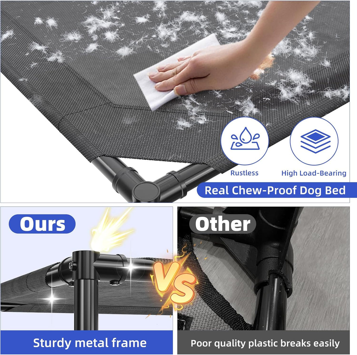 Simple Trending Raised Dog Bed for Large Dogs, Cooling Elevated Dog Bed, Breathable Pet Cot Bed