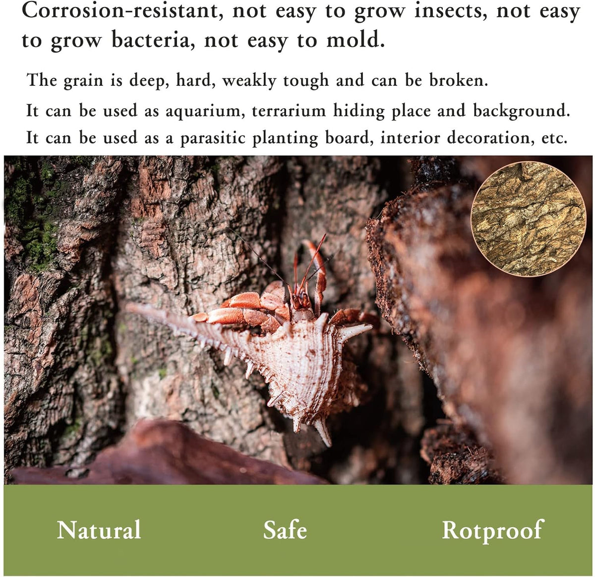 Tfwadmx 2Pcs Cork Terrarium Background 11.8”x7.9” Natural Cork Bark Backdrop Reptile Background