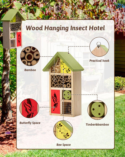 Premium Bug Hotel Kit Cedar Wood Insect Hotel Insect House - Backyard Bee House, Nesting Habitat