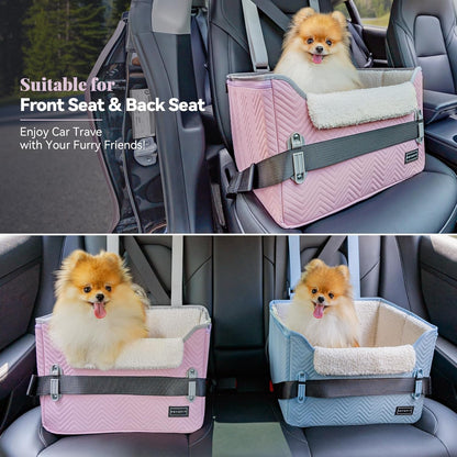 PETSFIT Dog Car Seats for Small Dogs, Portable Puppy Car Saet for Car with Clip-On Leash