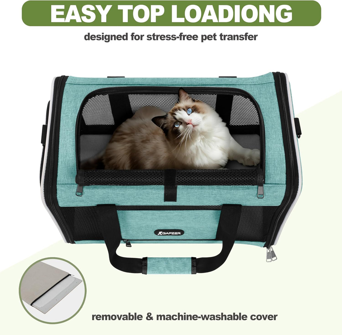 Cat Carrier 18"x11"x11" TSA Approved Ventilated Top Open Softsided Pet Air Travel Bag, Small Animal
