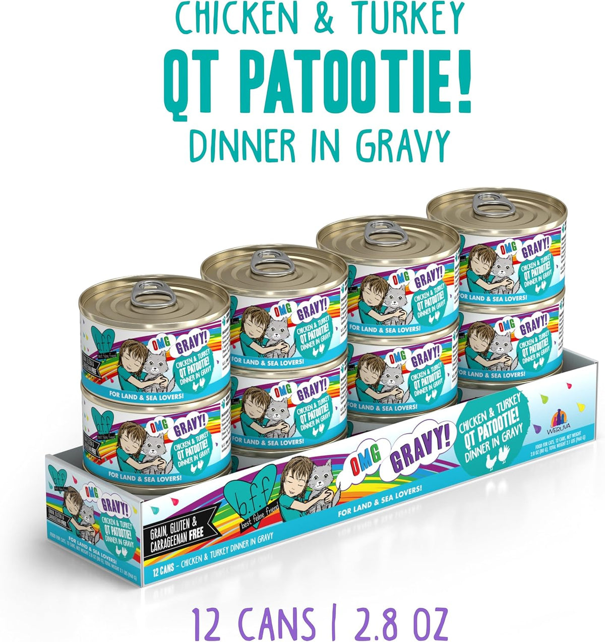 Weruva B.F.F. OMG - Best Feline Friend Oh My Gravy! Grain-Free Wet Cat Food Cans, QT Patootie!