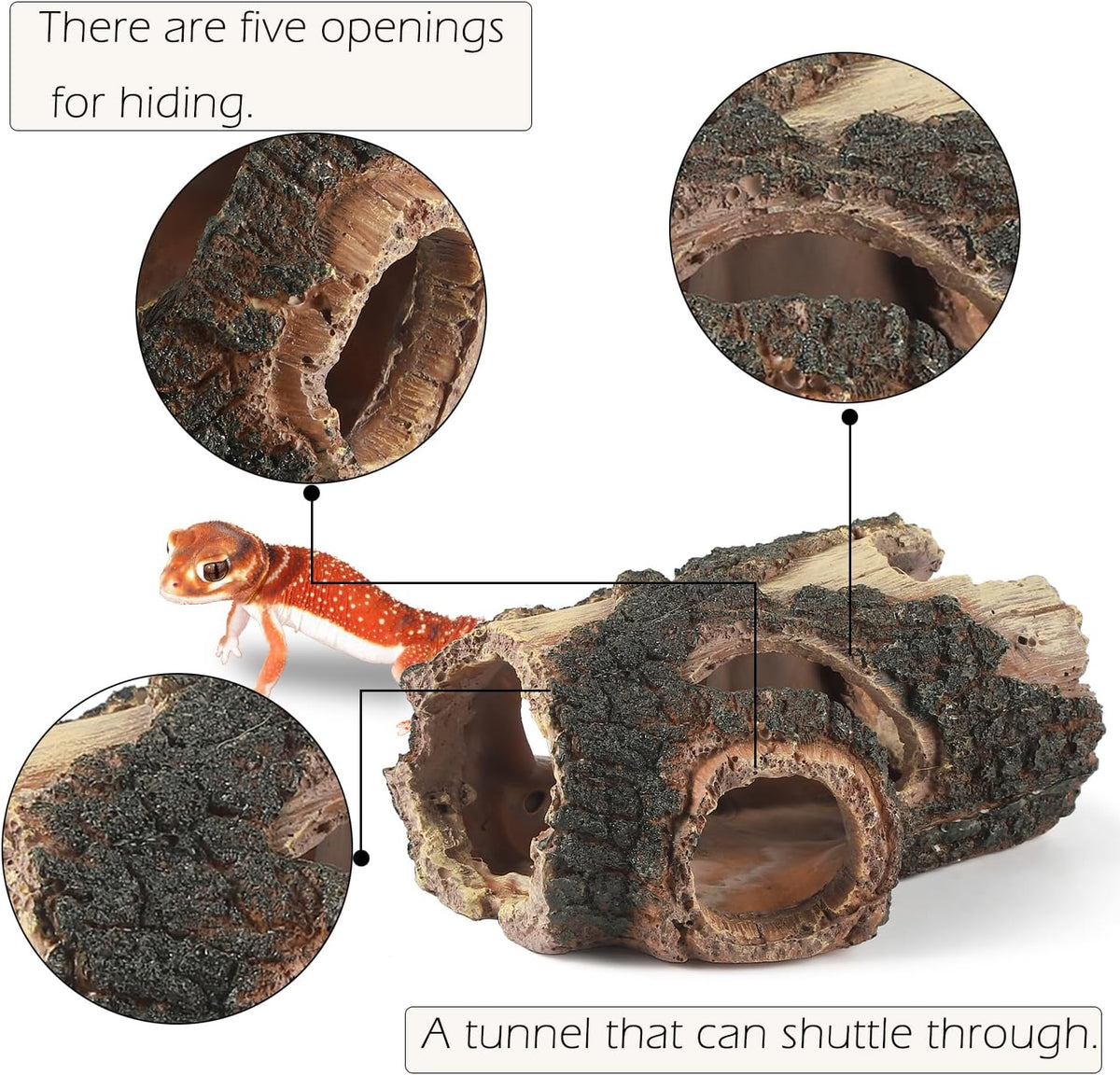 IBWell Aquarium Wood Fish Tank Decorations，Resin Fake Logs Terrarium DÉCor, Reptile Hide Aquarium
