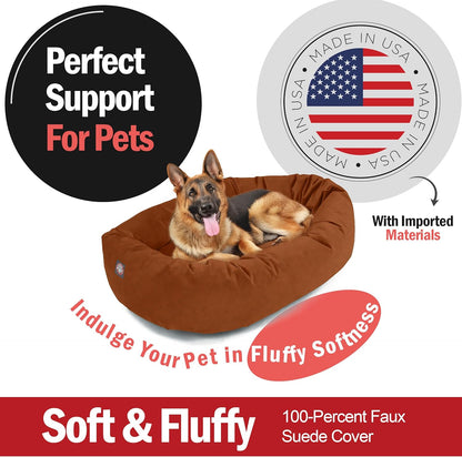 Majestic Pet 52 Inch Suede Calming Dog Bed Washable 52x35x11 (Inch) – Cozy Soft Round Donut Dog Bed