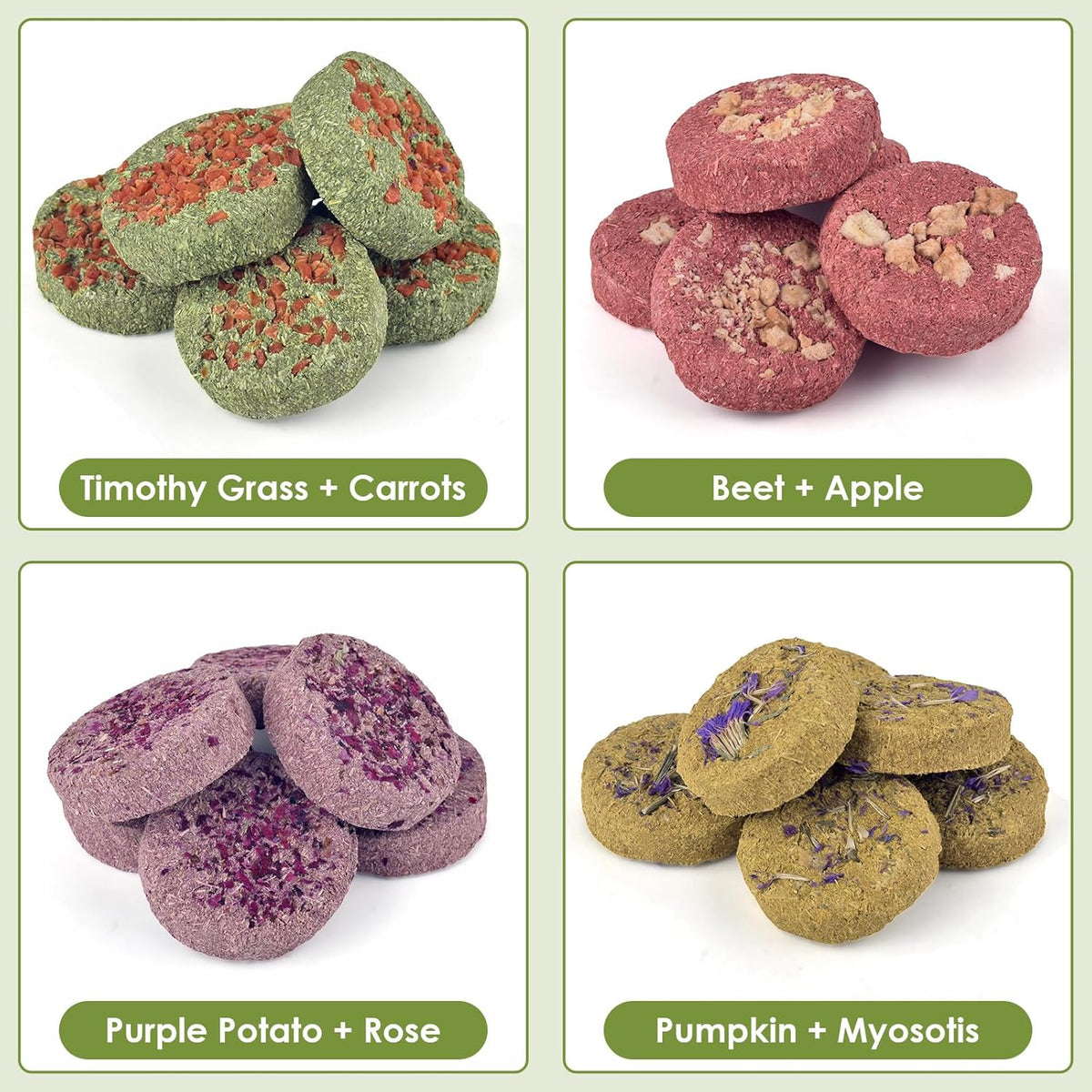 ERKOON 24Pcs Bunny Chew Toys, Small Animal Molar Toys Timothy Grass Beet Sweet Potato Pumpkin Cake