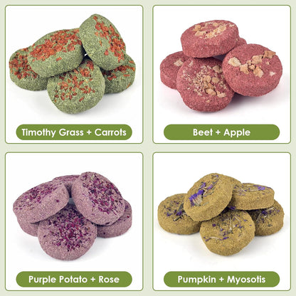 ERKOON 24Pcs Bunny Chew Toys, Small Animal Molar Toys Timothy Grass Beet Sweet Potato Pumpkin Cake
