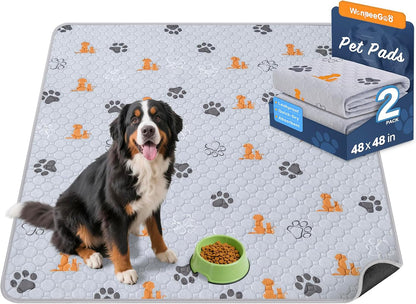 Washable Pee Pads for Dogs, 2 Pack Absorbent Reusable Training Dog Pads Pet Puppy Pads, Non-Slip