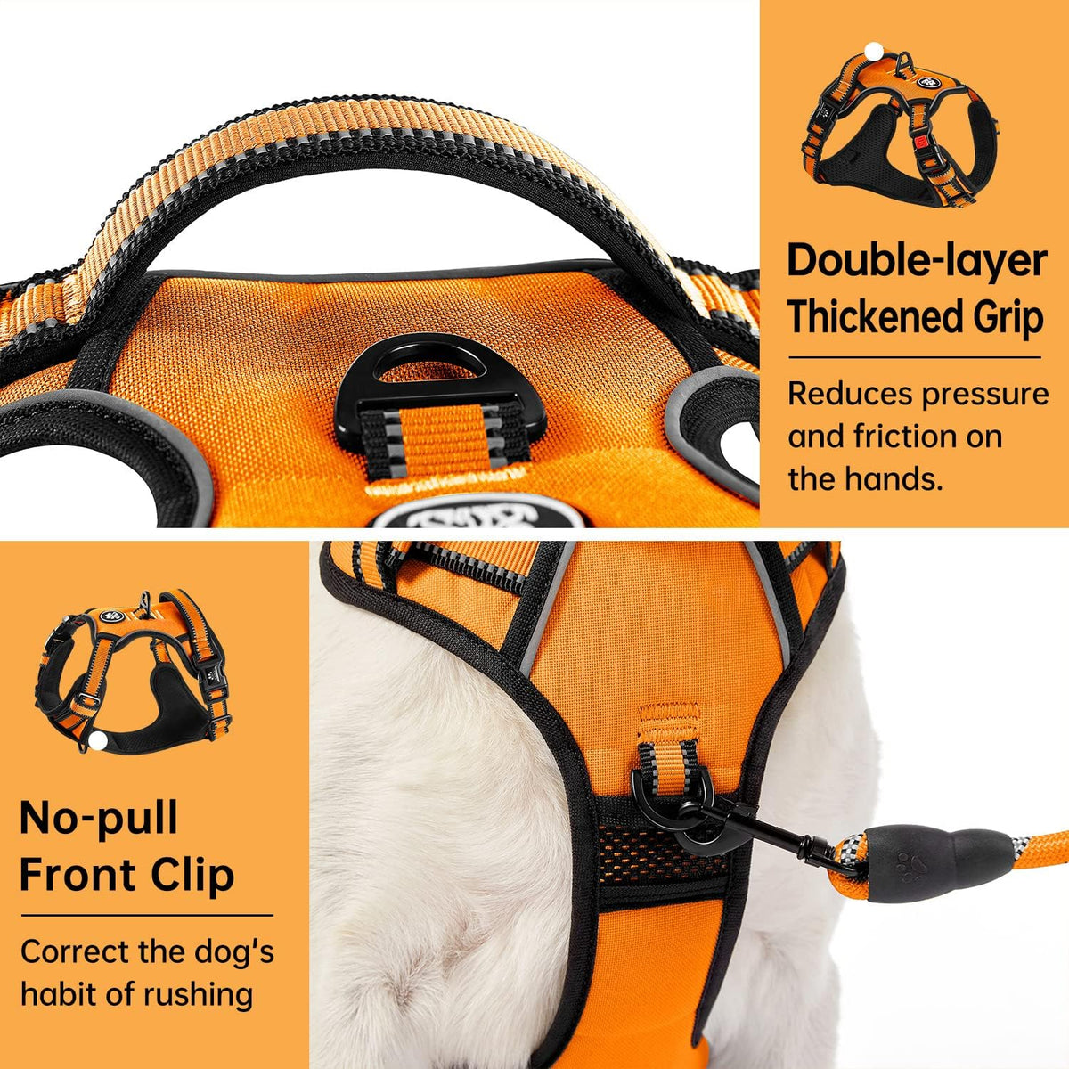 IVY&LANE No Pull Dog Harness for Large Dogs, Dog Vest Harness with Leash, Safety Belt and Storage