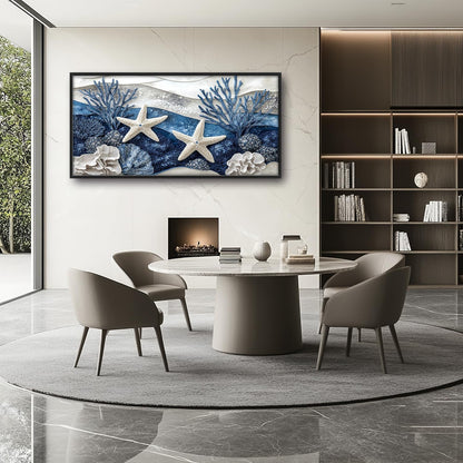 Large Starfish Nautical Wall Art for Living Room, Ocean Canvas Oversized Wall Decor, Sea Animal