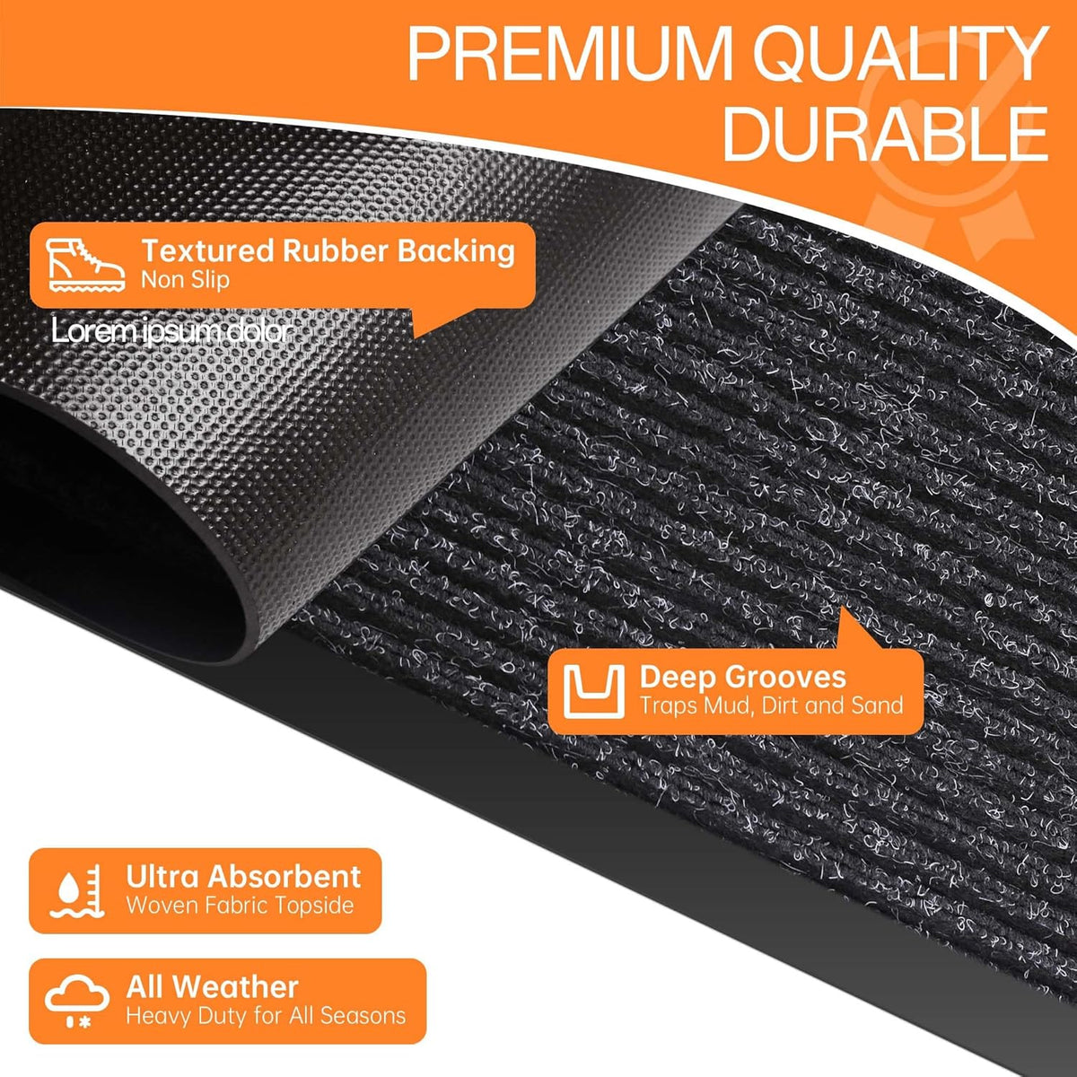 Indoor Outdoor Door Mat, 10' x 3' Doormat for Entryway, Rubber Backing Non Slip Front Door Mat