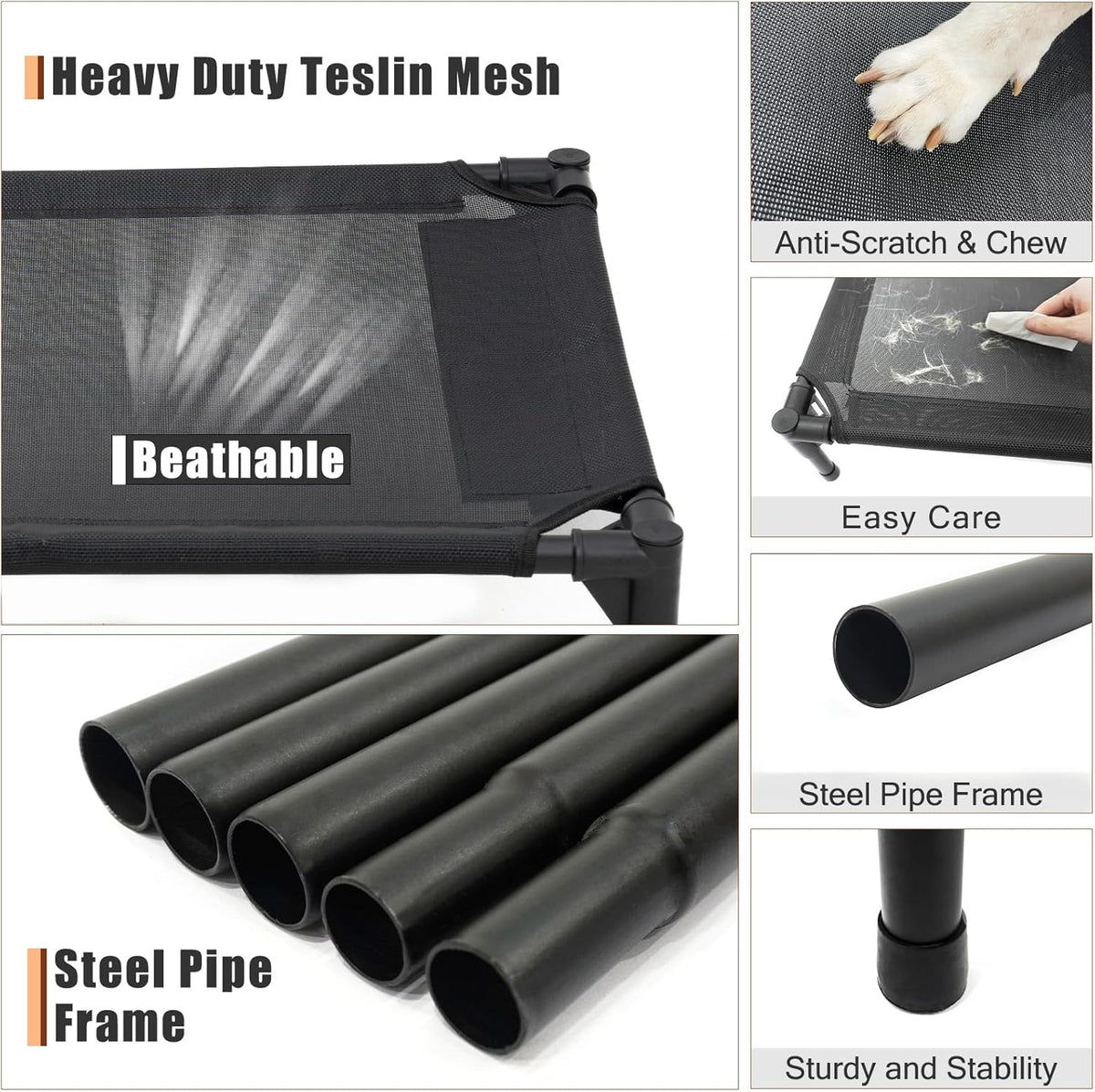 XL Elevated Dog Bed for Large Dogs, Extra Raised Dog Cot Beds, Heavy Duty Pet Cots with Durable