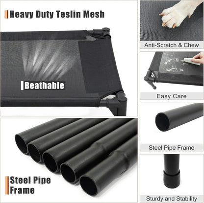 XL Elevated Dog Bed for Large Dogs, Extra Raised Dog Cot Beds, Heavy Duty Pet Cots with Durable