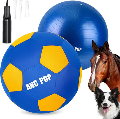 Herding Ball for Dogs Horse Ball & Cover 25" for Horses Large with Hand Pump for Play, Blue and