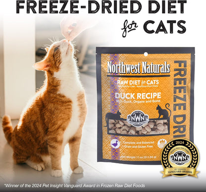 Northwest Naturals Freeze-Dried Duck Cat & Kitten Food – Bite-Sized Nibbles – Healthy, Limited