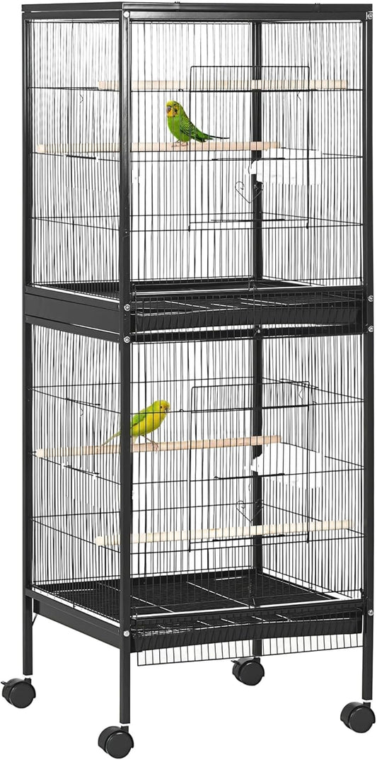 PawHut Large Bird Cage with 1.7 ft. Width for Wingspan, Bird Aviary Indoor with Multi - Door