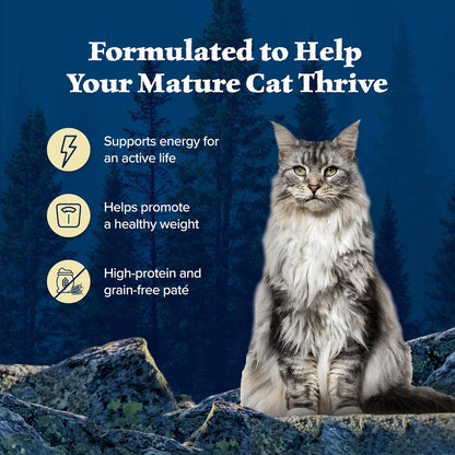 Blue Buffalo Wilderness High Protein Grain Free, Natural Mature Pate Wet Cat Food, Chicken 5.5-oz
