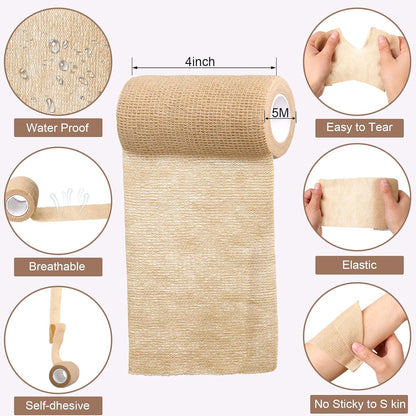 Treela 36 Pcs Self Adherent Bandage 4" X 5 Yard Wrap Breathable Cohesive Bandage Elastic Adhesive