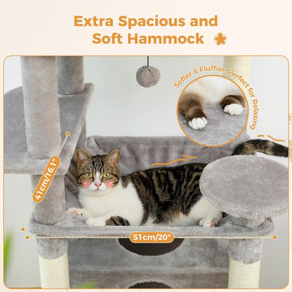 PAWZ Road Large 72 Inch Cat Tree and Tower for Indoor Cats - With Sisal-Covered Scratching Posts