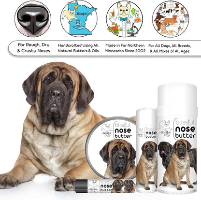 The Blissful Dog Mastiff Nose Butter for Dry, Cracked Skin, Lick-Safe Dog Nose Balm with