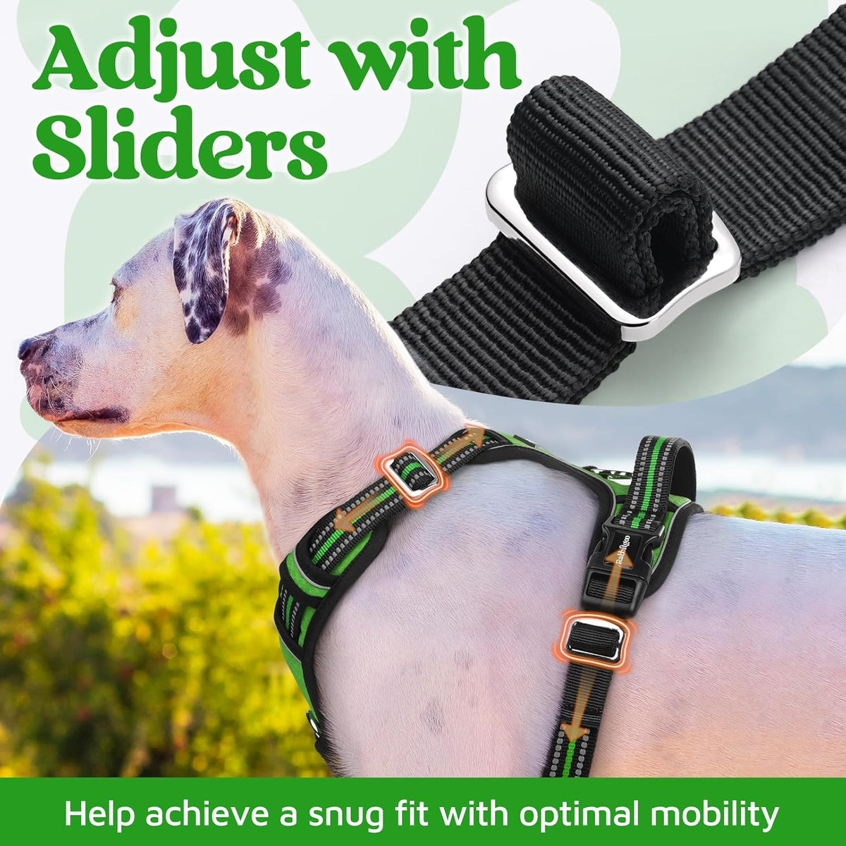 rabbitgoo Dog Harness for Large Dogs, No Pull Pet Vest with 3 Buckles, Adjustable Soft Padded Pet