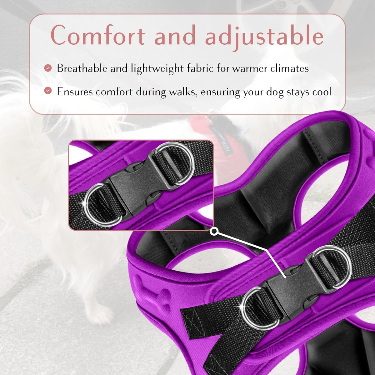 Comfort fit Step-in Dog & Puppy Harness - Comfortable All Weather Dog Vest Harness: Adjustable