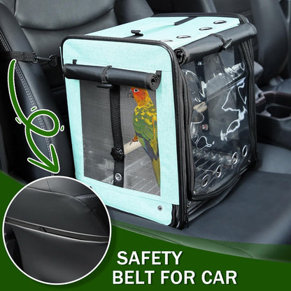 Suertree Bird Carrier with Seat Belt for Car Travel, Bird Backpack Carrier with Indestructible
