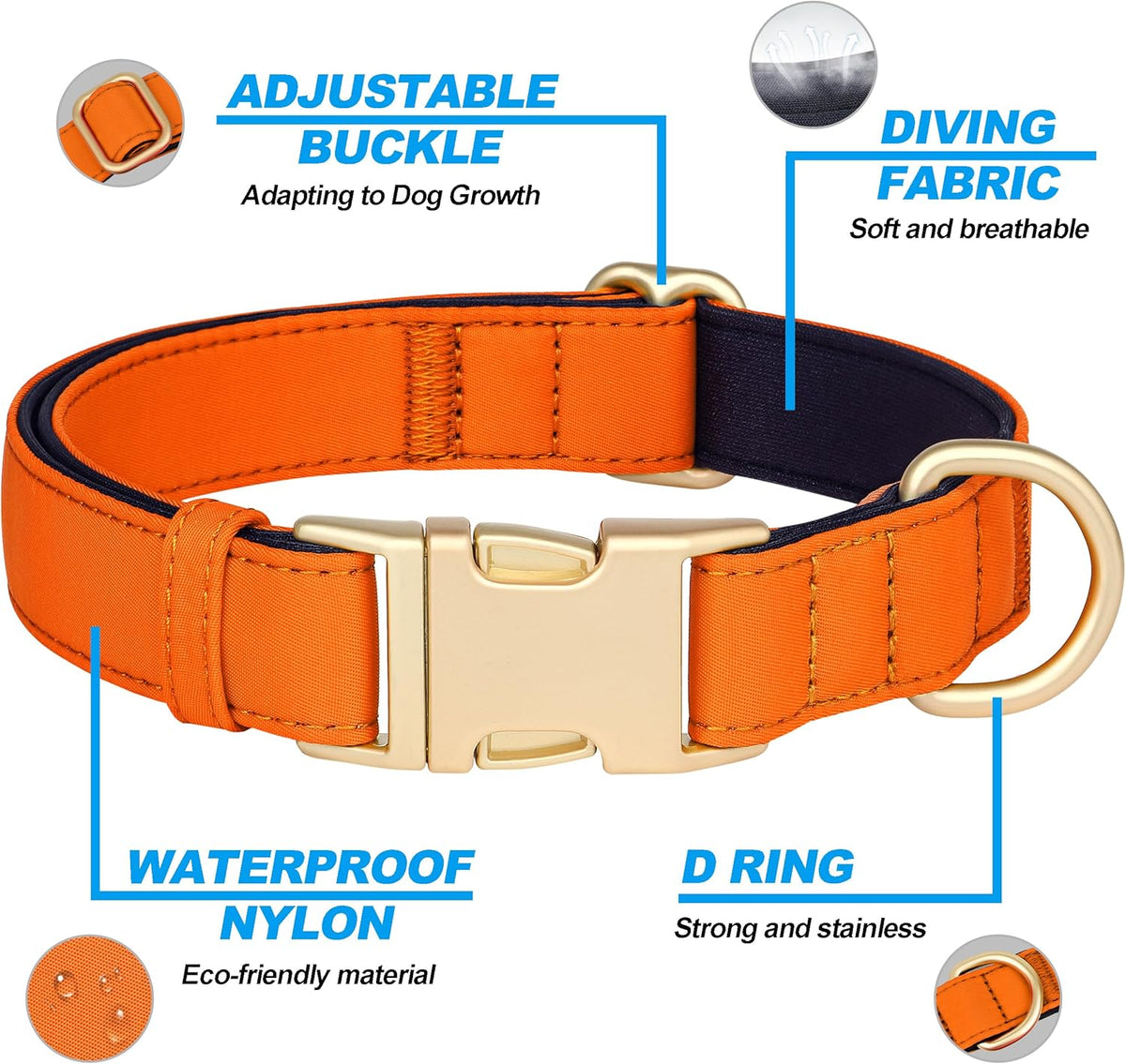 Didog Soft Padded Dog Collar for Large Dogs, Colorful and Durable Pet Collar with Quick Release
