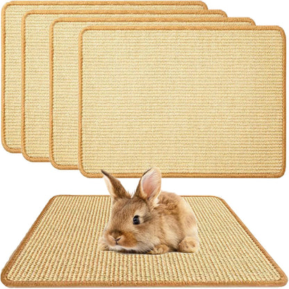 Oncpcare 4PCS Rabbit Scratch Mat - Natural Bunny Scratching Pad for Claws & Teeth Care, Cages & Pet