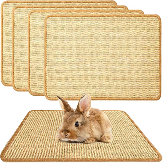 Oncpcare 4PCS Rabbit Scratch Mat - Natural Bunny Scratching Pad for Claws & Teeth Care, Cages & Pet
