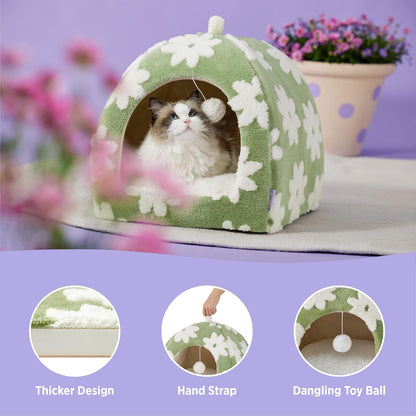 Lesure Cute Cat Beds for Indoor Cats - 2 in 1 Large Cat Cave Bed with Removable Washable Cushioned