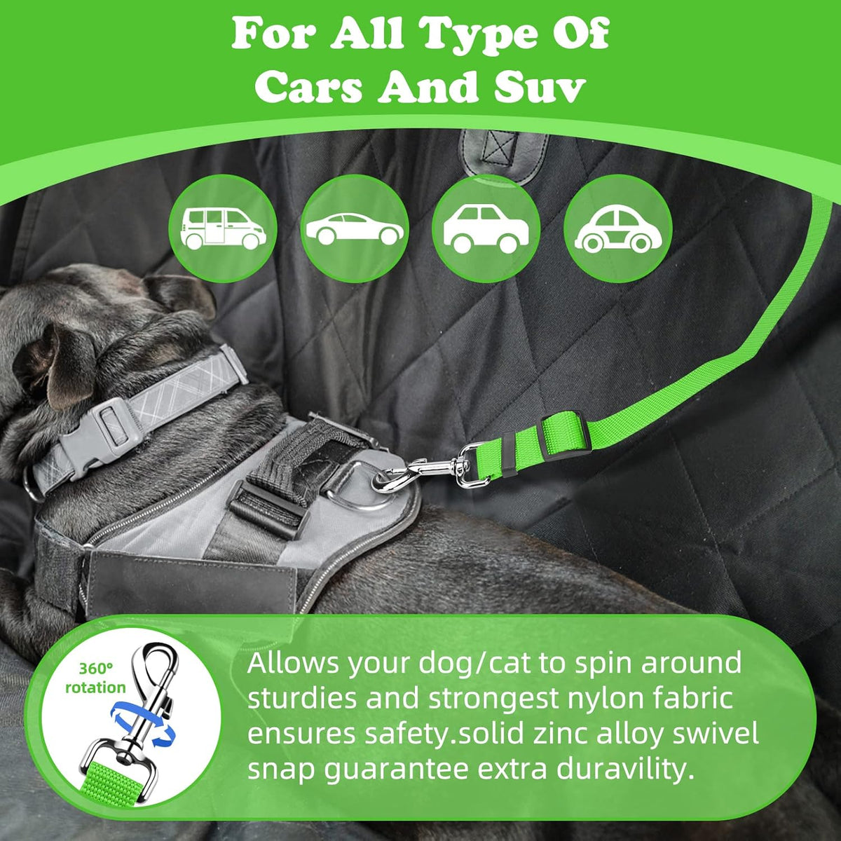 BWOGUE Pet Dog Cat Seat Belts, Car Headrest Restraint Adjustable Safety Leads Vehicle Seatbelt
