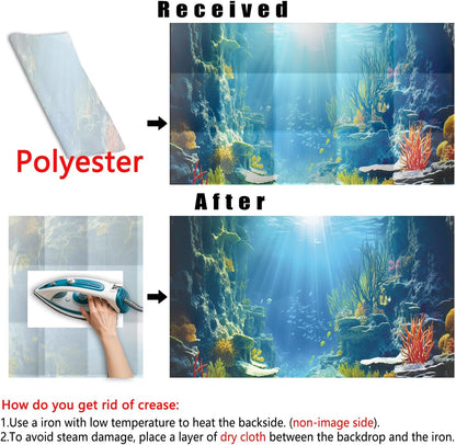 72X24IN Blue Sea Floor Aquarium Background, Natural Underwater World 3D Effect Fish Tank