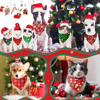 500 Pcs Christmas Bandanas for Dogs Xmas Bandanas Bulk with Santa Snowflake Candy Cane Patterns