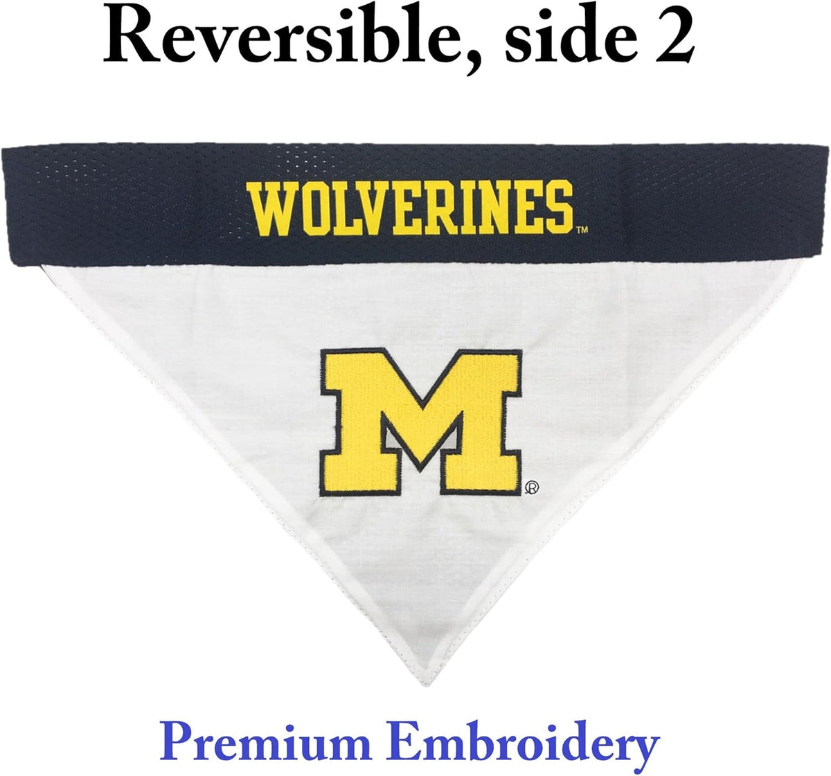Pets First Collegiate Pet Accessories, Reversible Bandana, Michigan Wolverines, Small/Medium