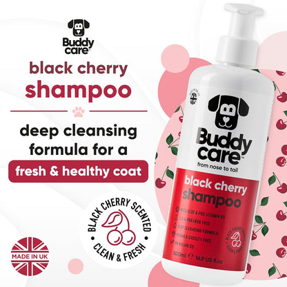 Black Cherry Dog Shampoo by Buddycare | Deep Cleansing Shampoo for Dogs | Black Cherry Scented |
