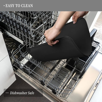 Waterproof Pet Feeding Mat with High Raised Edges, Heavier and Thicker Placemats for Cat Dog Water