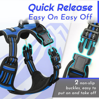 Eagloo Dog Harness for Large Dogs, No Pull Service Vest with Reflective Strips and Control Handle