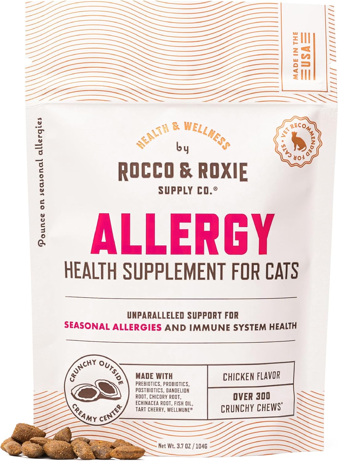 Rocco & Roxie Allergy Relief for Cats, Cat Supplements & Vitamins, Probiotics to Support Gut