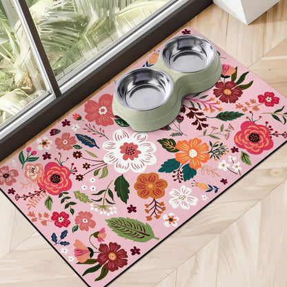 Dog Food Mats for Floors, Absorbent Dog Bowl Mat for Food and Water Dispenser Mat, Quick Dry Cat