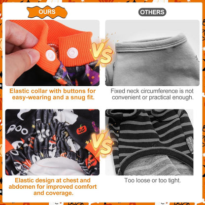 BEAUTYZOO Dog Halloween Pajamas Large Sized Dog, Fleece Funny Ghost Pumpkin Costumes for Dogs, Soft