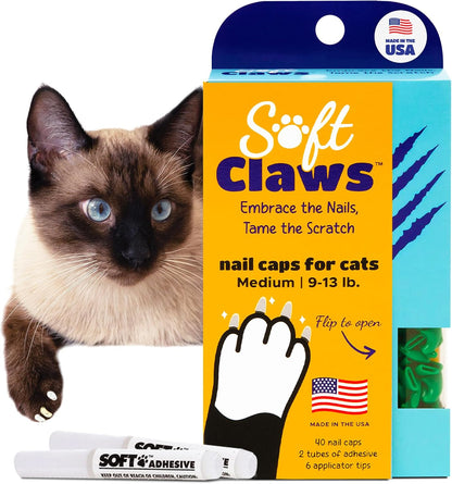 Soft Claws Cat Nail Caps for Small Cats – (40 Caps, Black) - Veterinarian-Developed | Protects