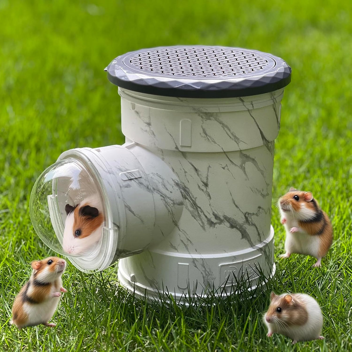 Hamster Carrier Cage, Marble Print Anti-bite and Chewproof Design, Table Chinchillas Cage for Small