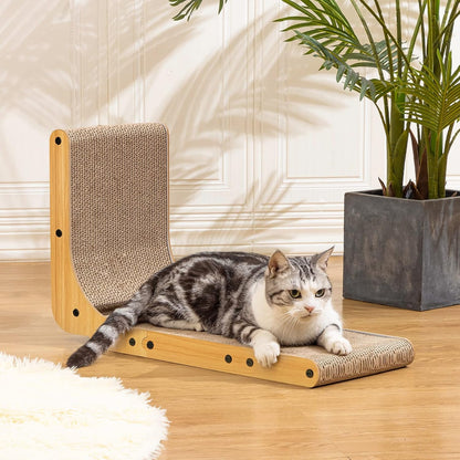 Poils bebe L Shape Cat Scratcher, 26.8 Inch Cat Scratchers for Indoor Cats, Protecting Furniture