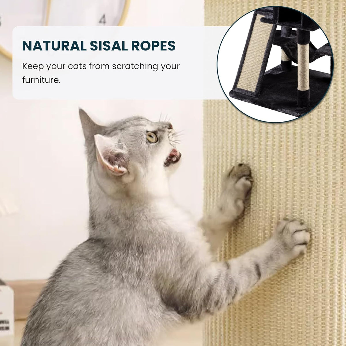 SHA CERLIN 65in Larger Cat Tree Tower Condo for Indoor Kitties/Multi-Level Furniture Activity