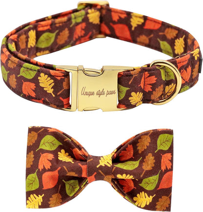 Unique style paws Fall Dog Collar with Bow, Puppy Collar Pet Gift Adjustable Dog Collar Soft and