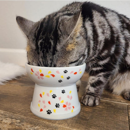 Necoichi Raised Stress Free Cat Food Bowl, Elevated, Backflow Prevention, Dishwasher and Microwave