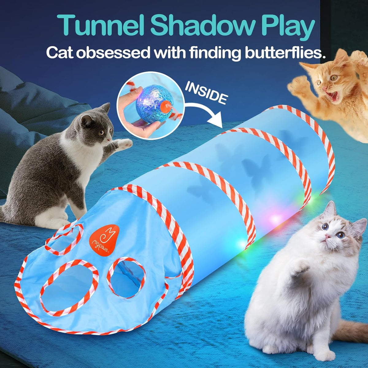 Migipaws Cat Toys, Interactive Cat Toy for Indoor Cats,Upgraded Moving Shadow of Butterfly Feather