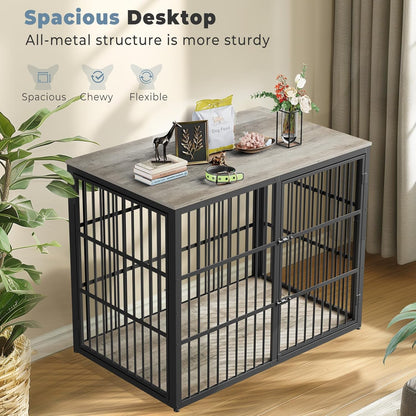 48'' XXL Dog Crate Furniture with 3 Doors, Wooden Crate End Table Heavy Duty Indoor Combination